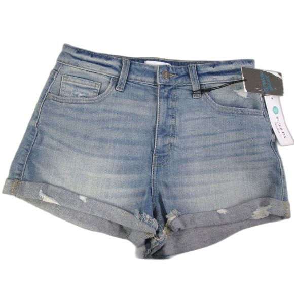 Studio Blue Long Distance Cuff Distressed Jean Shorts Cotton Blend NWT 28 (B9-2) - Picture 1 of 8